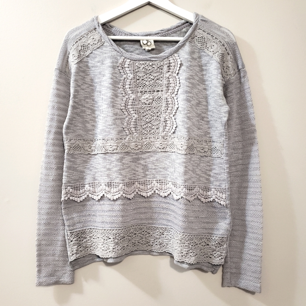 Anthropologie - One September - Crocheted Heirloom Pullover in Grey - Size S